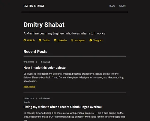 The look of the old website with the black-gold palette